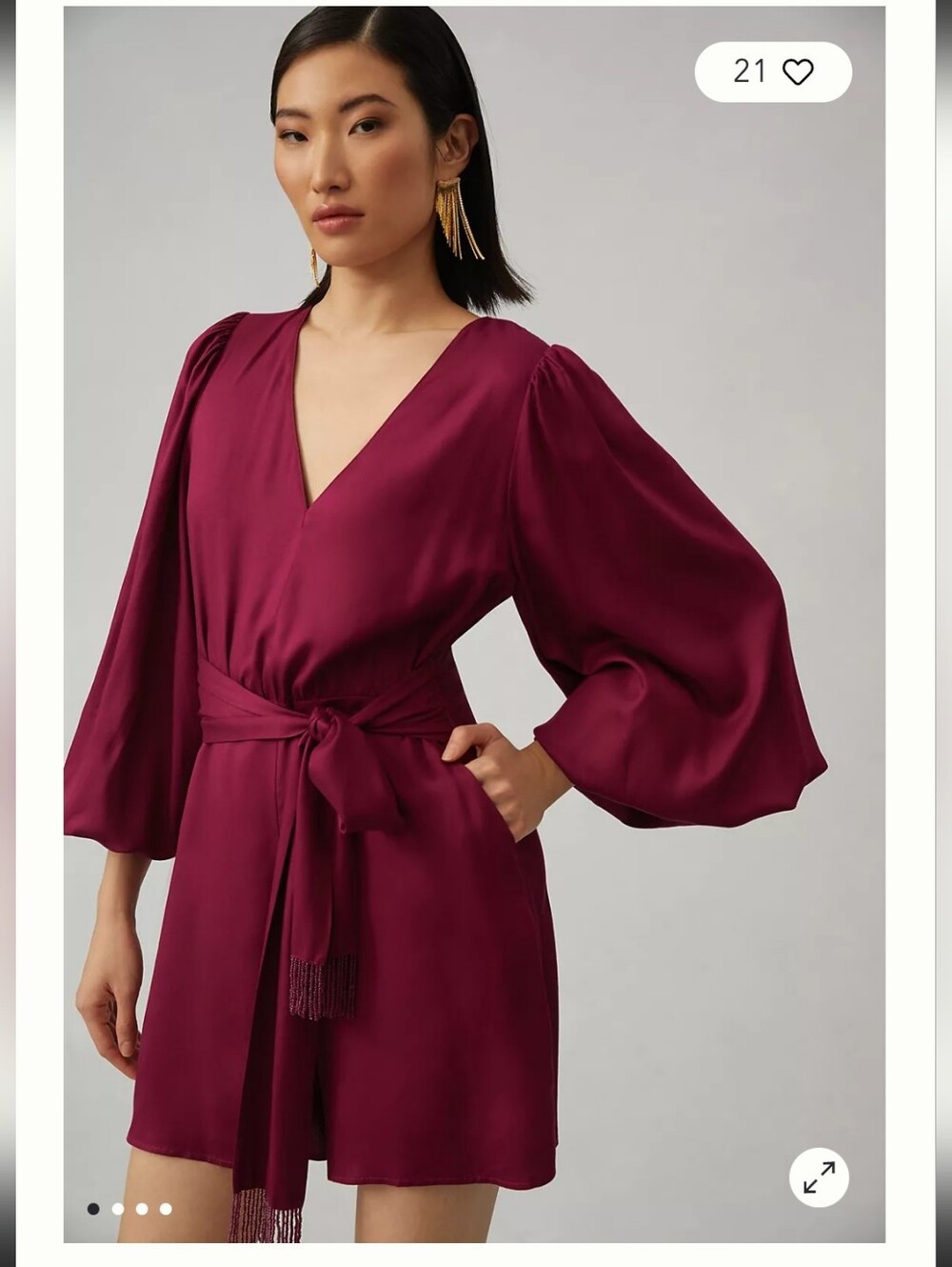 New‎ Farm Rio For Anthropologie Bell-Sleeve Romper /Beaded Belt Large